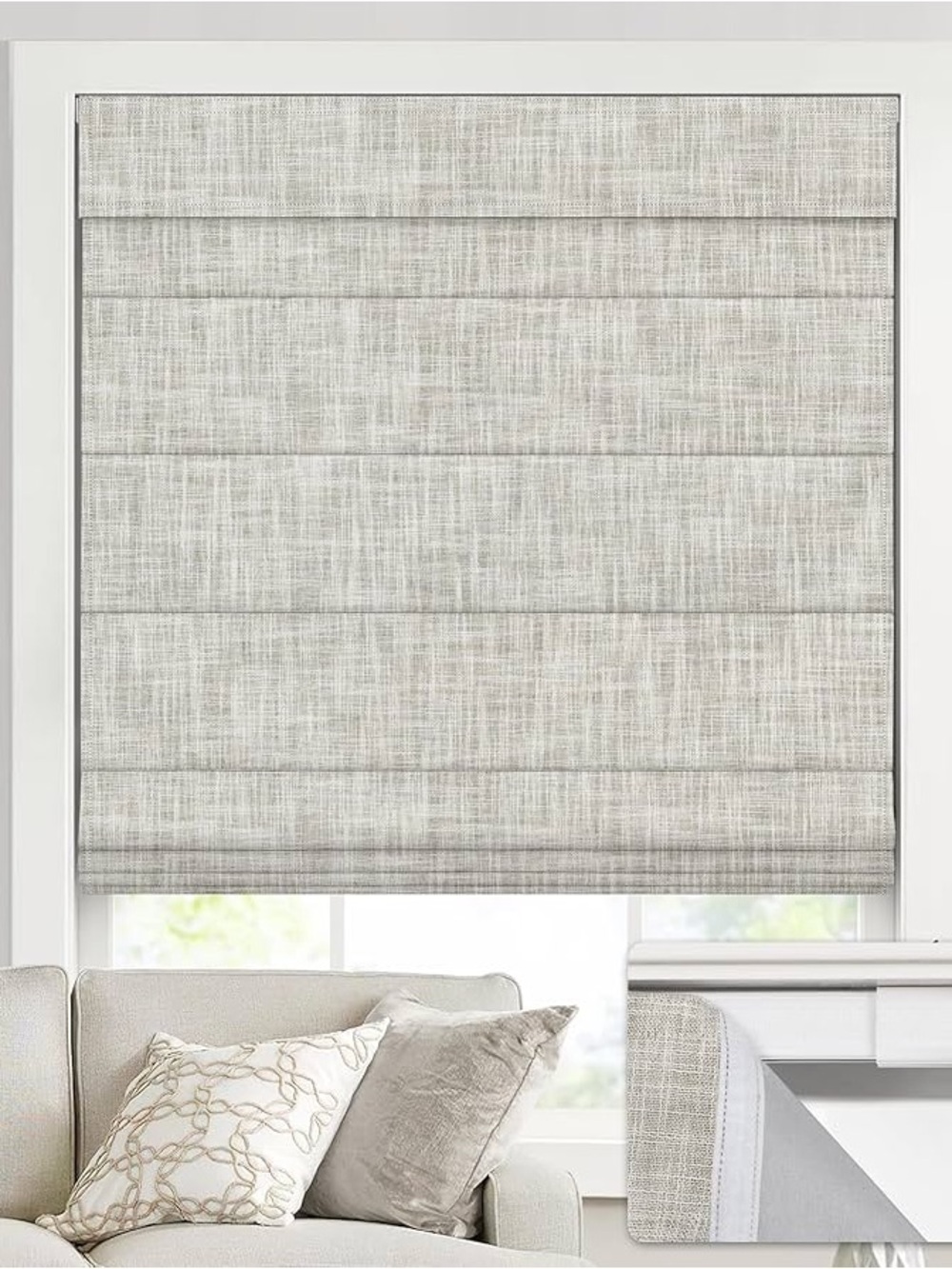 Light Gray Linen-Style Roman Shade - Home Accents